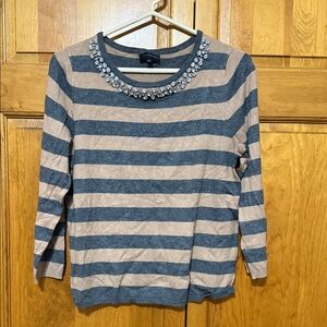 The Limited Gray  and Tan Striped Sweater